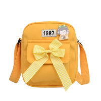 Small fresh canvas bag for women ins preppy style crossbody bag  Yellow