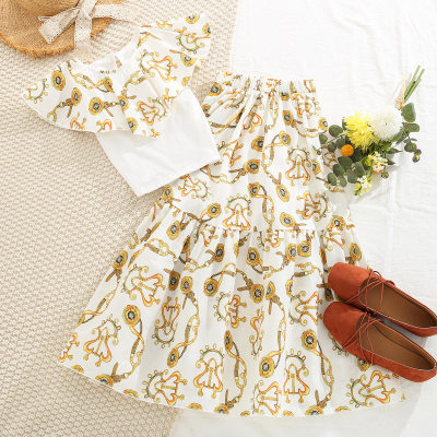 Kid Girl Baroque Print Set Dress