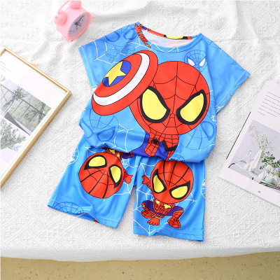 Cartoon anime summer thin short-sleeved boys' home clothes suits for middle and large children to wear outside in summer