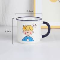 Cute and simple cartoon character high-value children's ceramic cup  Multicolor