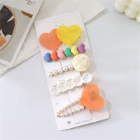 Children's 5-piece set of pearl rhinestones cute hairpins for little girls  Multicolor