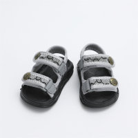 Toddler Solid Color Open Toed Velcro Sandals  Gray