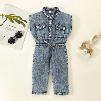 Toddler Cowboy Pocket Front Bow Knot Decor Overalls