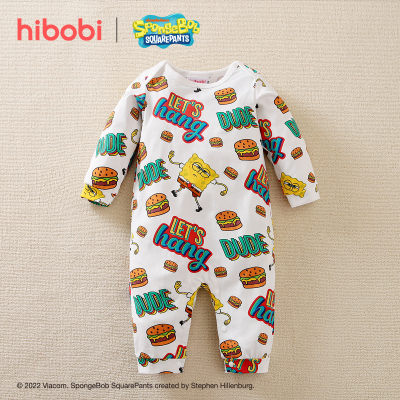 hibobi×Mono de algodón de manga larga con estampado lindo de Bob Esponja para bebé