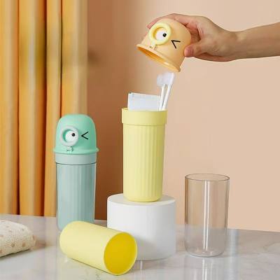 Big eyes cute mouthwash cup four in one cartoon toothbrush cup children's wash cup with handle toothpaste toothbrush travel storage