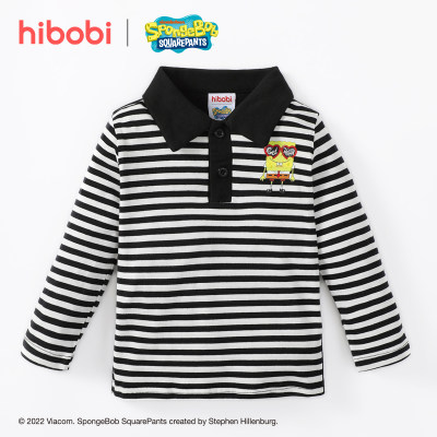 SpongeBob SquarePants × hibobi Stripes Collar Long Sleeve T-Shirt