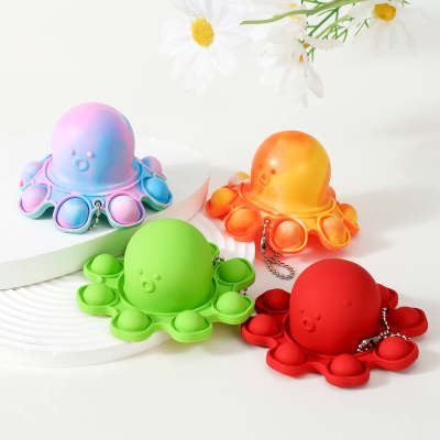 Octopus Flip Pop Fidget Toy, Reversible Push Bubble Tie Dye Sensory Toy Mini Keychain Toys