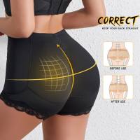 Hip-lifting pants for women with fake buttocks, plump buttocks and hips, large size body shaping underwear, lace edge with hip pads, boxer pants for body shaping and tummy control  Black