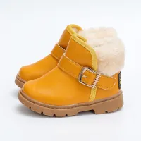 Toddler Girl Solid Color Fleece-lining Velcro Boots  Yellow