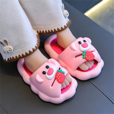 Sandálias infantis com estampa de urso morango 3D