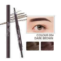 Three dimensional multi effect eyebrow pencil, double headed triangle, beginner eyebrow pencil, not easy to smudge makeup pen  dark brown