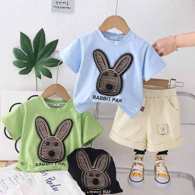 Kinderbekleidung Großhandel Dropshipping Kinder Sommerkleidung Neues lässiges Kurzarm-Kinderanzug-Jungen-dünnes T-Shirt-Zweiteiler-Set
