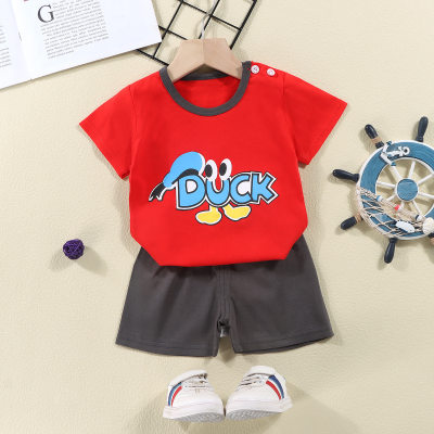 2024 summer new pure cotton children's short-sleeved T-shirt set Korean style infant short-sleeved shorts two-piece set