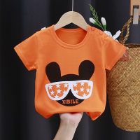 Nouveau t-shirt à manches courtes pour enfants pur coton filles vêtements d'été bébé bébé été vêtements pour enfants hauts pour garçons livraison directe  Orange