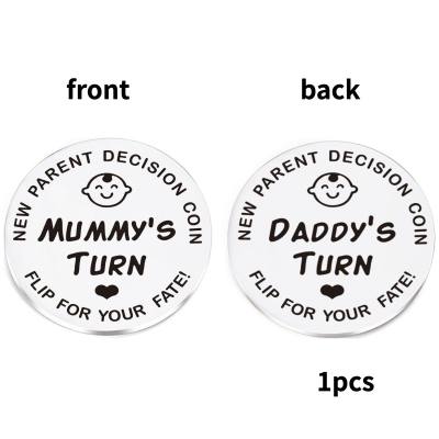 Stainless steel new baby parents decision coin dad mom decision coin commemorative coin Christmas pendant