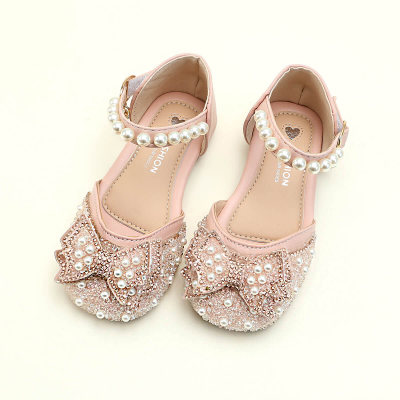 Toddler Girl Shiny Pearl Butterfly Leather Shoes