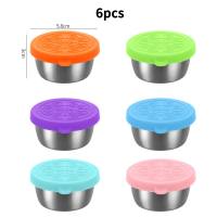 Salad Dressing Container, 1.6oz Reusable Sauce Containers With Leakproof Silicone Lids, Stainless Steel Condiment Cup For School Bento Lunch Box  Multicolor