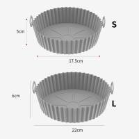 Air fryer silicone baking tray foldable round baking tray  Gray