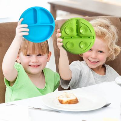 طبق مائدة للمكملات الغذائية سيليكون مقسم مضاد للانزلاق للأطفال