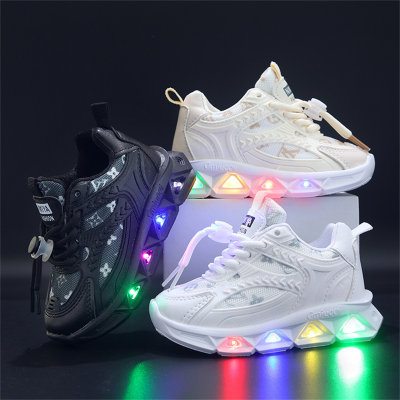 أحذية رياضية شبكية مطبوعة بتقنية LED قابلة للتنفس للأطفال