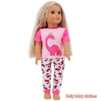 Conjunto de pijamas de boneca Xiafu de 43 cm, duas peças, roupas de boneca americana de 18 polegadas  Multicolorido