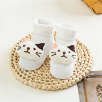 Calcetines antideslizantes con decoración animal 3D de puro algodón para bebé  Blanco