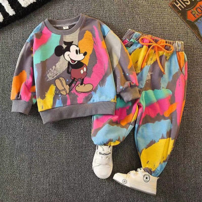 2-Piece Toddler Girl Autumn Casual Full Print Long Sleeves Tops & Pants