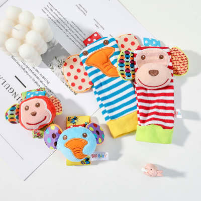 Baby Soothing Belt Rattles Paper Socks Wristbands Rattles Toys Two Sets