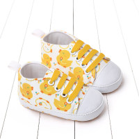 Baby Allover Cartoon Pattern Lace-up Shoes  Yellow