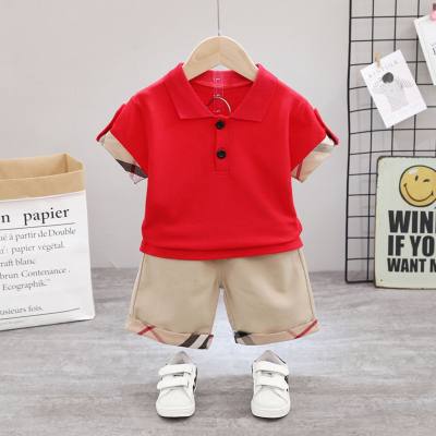 Boys summer suit short-sleeved lapel polo shirt summer new style children's casual pants two-piece suit