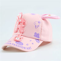 Girls' Cartoon Animal and Letter Applique Peaked Cap  Pink
