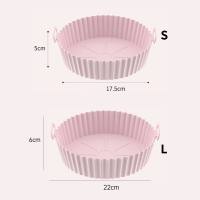 Air fryer silicone baking tray foldable round baking tray  Pink