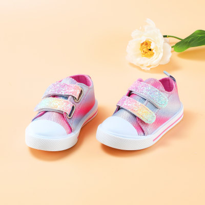 Zapatos de lona con velcro y estampado floral integral para niña pequeña