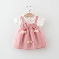 Novo lindo vestido suspensor fresco infantil primavera e outono vestido elegante  Rosa