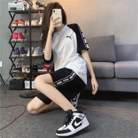 Large size sports suit summer new loose fashion casual two-piece suit  Black