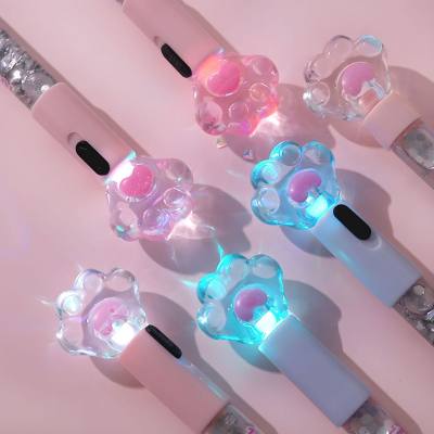 Cute cat claw glowing gel pen creative girly heart oil quicksand color light pen