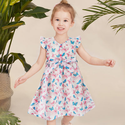 Toddler Girls Sweet And Elegant Style Butterfly Print Dress