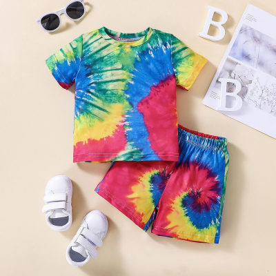 Camiseta y shorts con estampado tie-dye para bebé