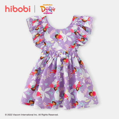 hibobi x Dora Toddler Girls Cute Sweet Printing Fungus  Dress