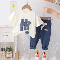 One piece drop shipping 0-5 children's suits, boys and girls summer clothes, new short-sleeved children's clothing, children's casual T-shirt two-piece set wholesale  White