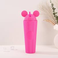 Double-layer Mickey Durian Straw Cup  Hot Pink