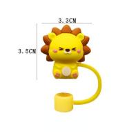 Cartoon dust cap soft glue dust plug universal glass stainless steel straw 7-8mm straw cover ins style  Multicolor