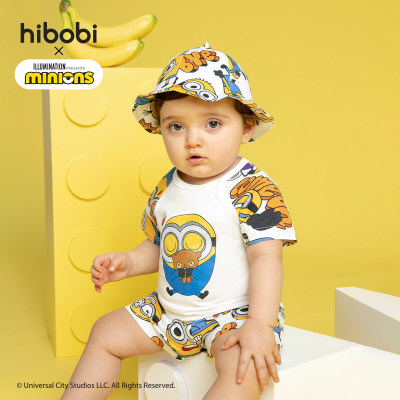 Minions × hibobi Boy Baby Printed Patchwork Short Sleeve Suit