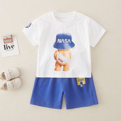 2024 new summer boys' suits, class a pure cotton children's summer clothes, baby casual short-sleeved summer trendy children's clothes