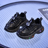 Toddler Solid Color LED Lace-up Sneakers  Black