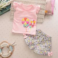 Trendige Mädchen-Baby-Sommerkleidung für Kleinkinder, neuer Stil, 2 Mädchenanzüge, kurze Weste, Anzüge für Säuglinge und Kinderkleidung im Alter von 1–4 Jahren  Rosa