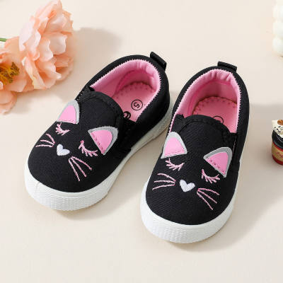 Toddler Girl Cat Embroidered Slip-on Shoes