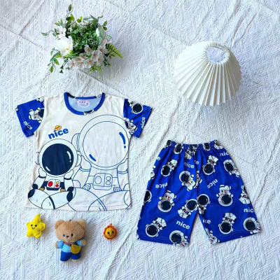 Pijamas infantis de verão de manga curta dos desenhos animados finos meninos roupas de casa diariamente terno casual