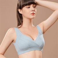 Nursing bra thin breathable maternity bra plus size wide shoulder strap nursing bra bamboo cotton sports yoga back  Light Blue
