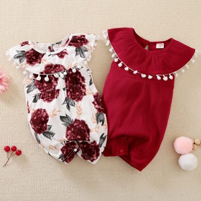 hibobi Girl Baby Red Floral Print Sleeveless Bodysuit